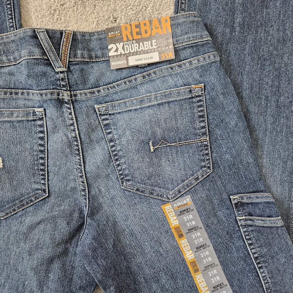 NWT Ariat | Rebar Mid Rise Raven DuraStretch In Sofia Boot Cut Jean Womens 31R - Picture 8 of 9